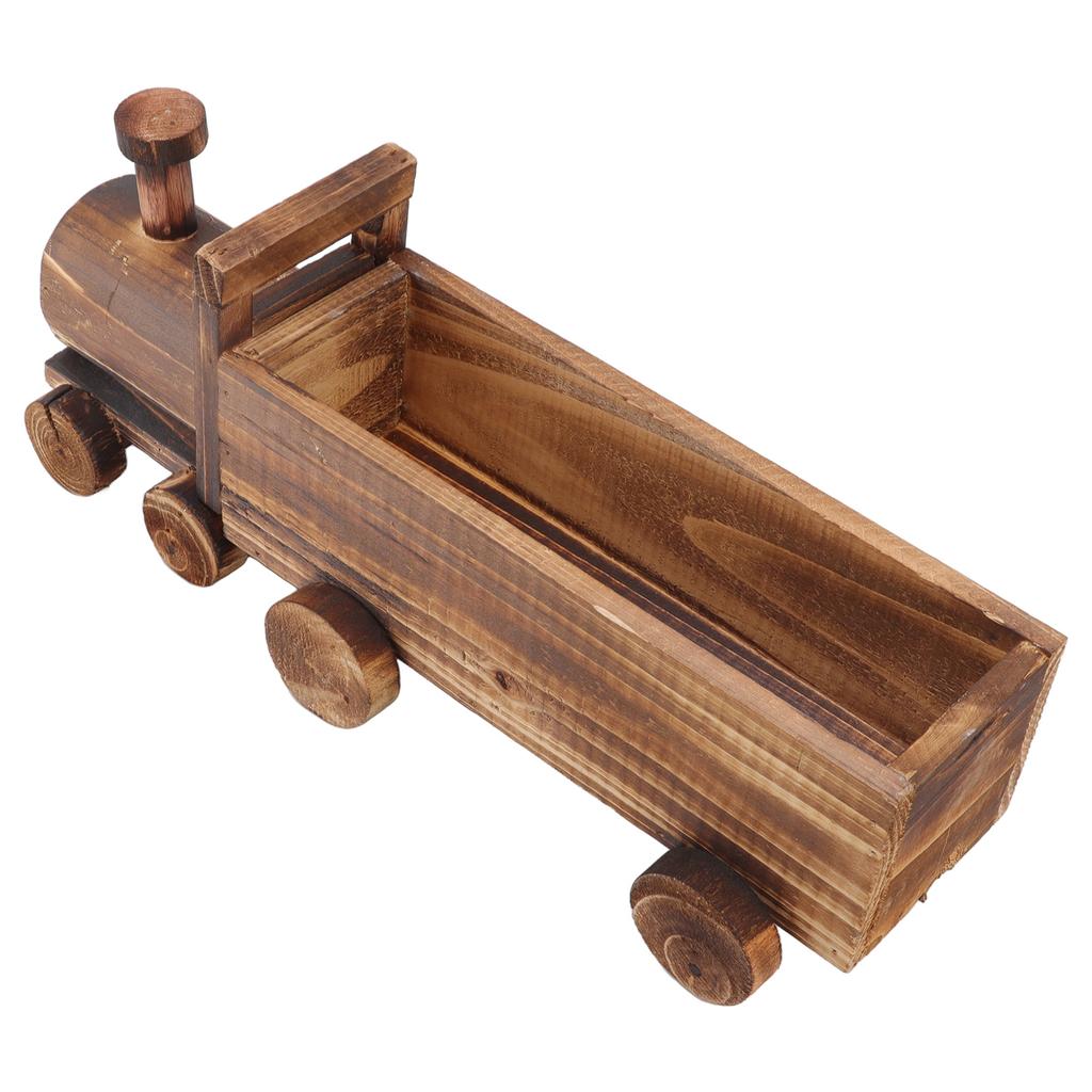 Wooden Flower Pot Cartoon Train Shape Good Ventilation Succulent Flower Pot Decoration for Garden Home Office