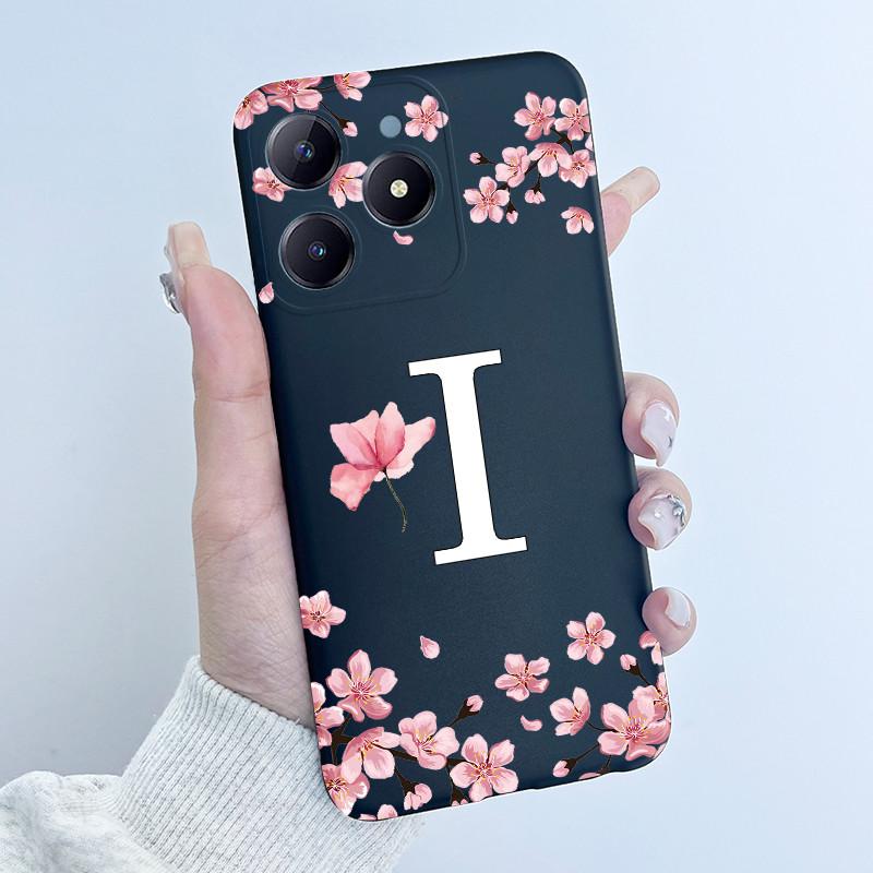 Милый Чехол с Цветочным Принтом для Realme C63 C61 Чехол из ТПУ для Realme Narzo N63 RMX3939 RMX3930 Мягкий Силикон Модный Чехол с Буквами