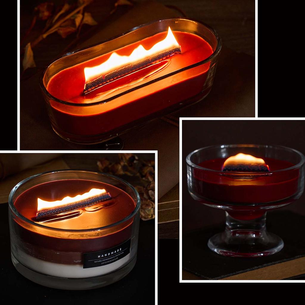 Большие Деревянные Фитили с Пламенем с Металлическими Основаниями Материалы для Изготовления Свечных Сердечников Натуральное Прямоугольное Дерево для DIY Свечей из Соевого Воска