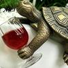 Waterproof Outdoor Ornaments Wine Drinking Turtle Figurine, Planter Hanger Statue, Plant Whimsical Balcony Decorations Pot Resin Ornament for