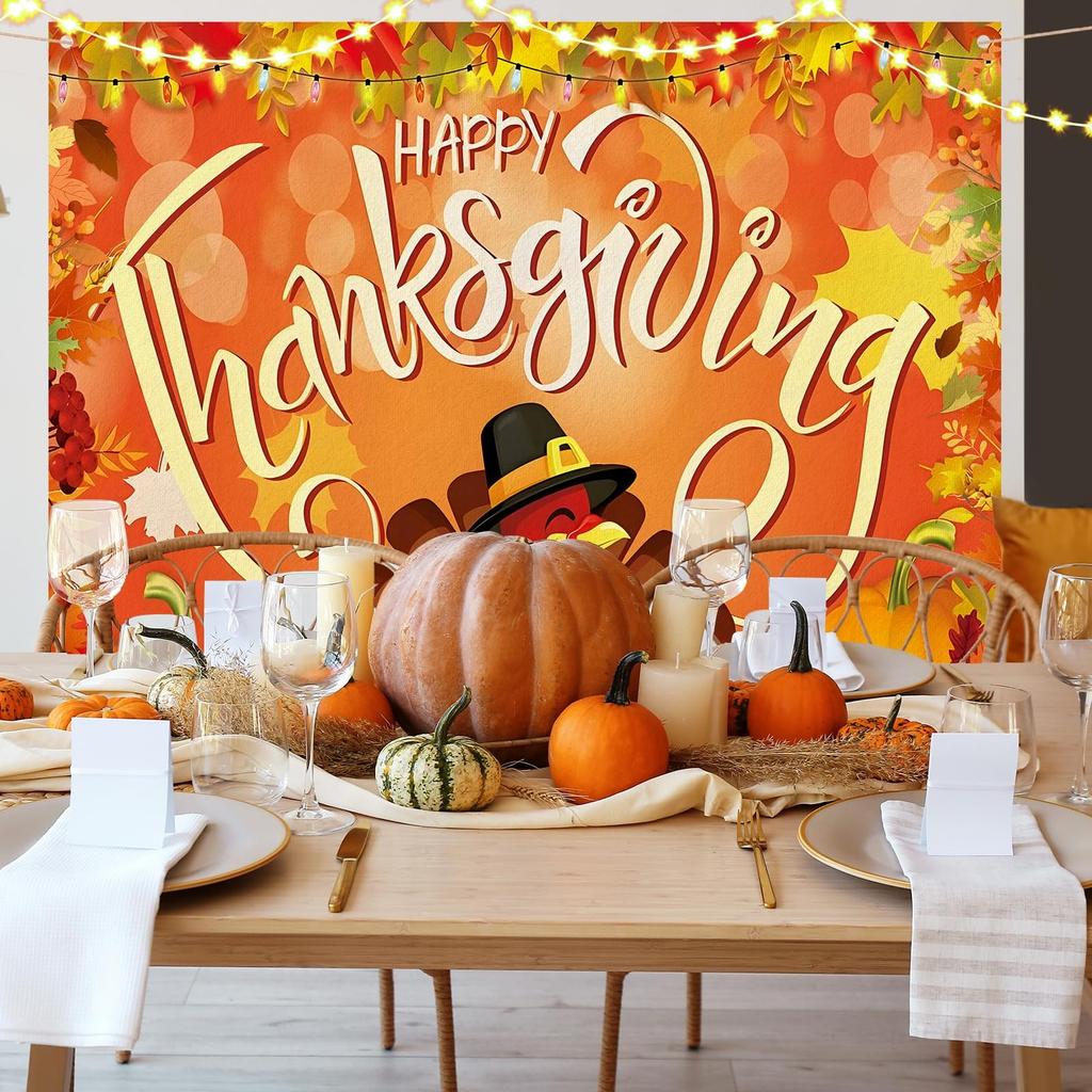 7 x 8 ft Thanksgiving Garage Door Cover Turkey Fall Banner