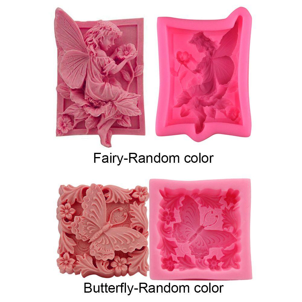 Handmade Baby Feet Shaped Butterfly Fairy Cube Square Cake Mould Soaps Supplies Pudding Candy Mold Silicone Soap Mold