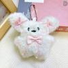 Cartoon Plush Bow Dog Keychain Plush Rabbit Car Keyring Doll Cartoon Bag Pendant Charm Decor Accessories Toy Kids Birthday Gift