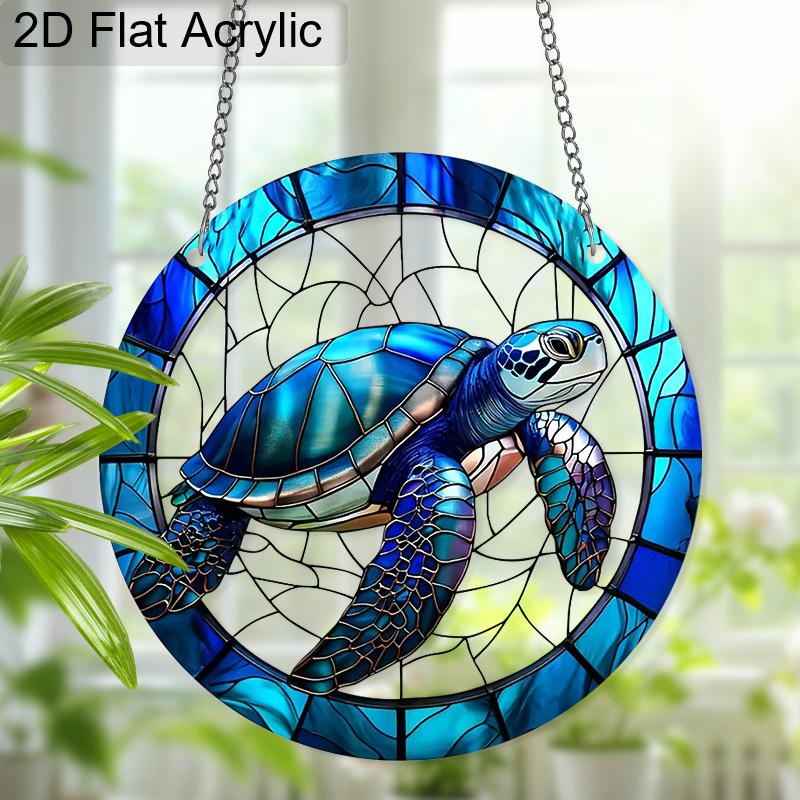 Acrylic Sea Turtle Suncatcher Stained Glass Effect Window Hanging Ornament Turtle Lover Gifts