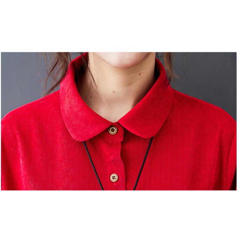 Осенние длинные вельветовые платья Literary Plus, свободное однотонное вечернее платье с длинным рукавом и лацканами для женщин