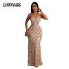 Вечернее платье, модные вечерние платья, женские однотонные блестки, сексуальное длинное платье с лямкой на шее