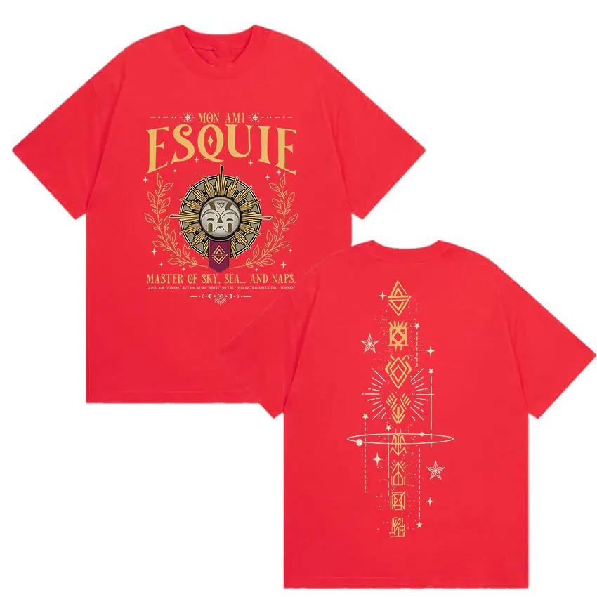 Esquie Clair Obscur Expedition 33 Графическая Футболка Подарок для Фанатов Игр Мерч Футболка Мужская Женская Мода Харадзюку Хлопковые Футболки Уличная Одежда