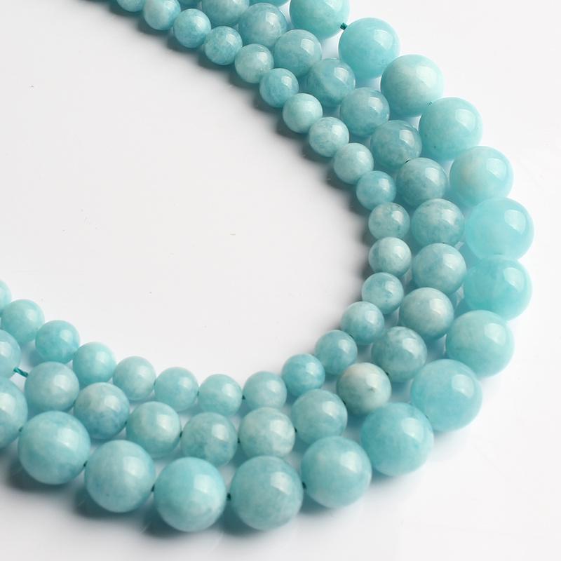 Бусины из синего аквамарина с камнем для изготовления ювелирных изделий 6/8/10 мм 15 дюймов