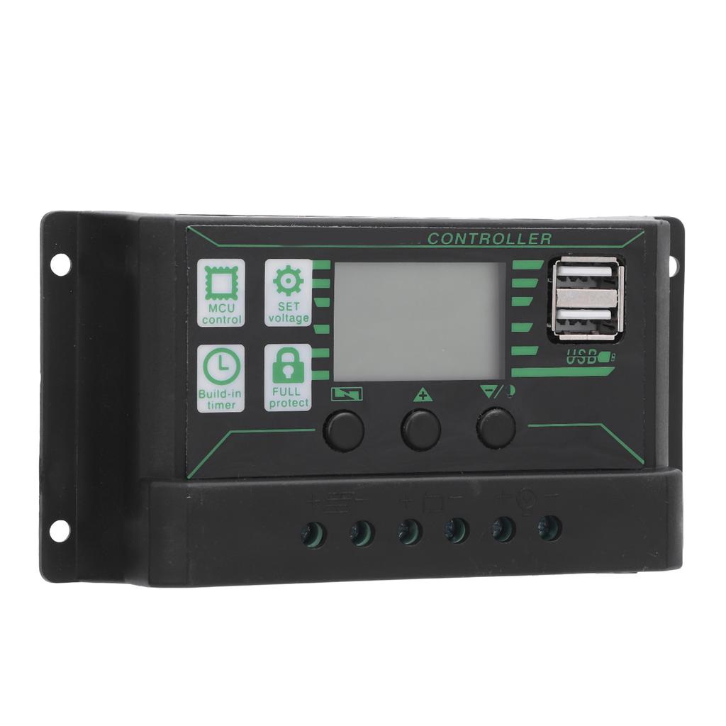 Solar Charge Controller 12V 24V 10A LCD Display Dual USB Port Multiple Guard Solar Panel Regulator for RV Car Boat