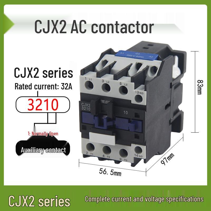 AC Contactor CJX2 Series: 1210, 0910, 1810, 2510, 3210 - Single-phase 220V, Three-phase 380V, 12A