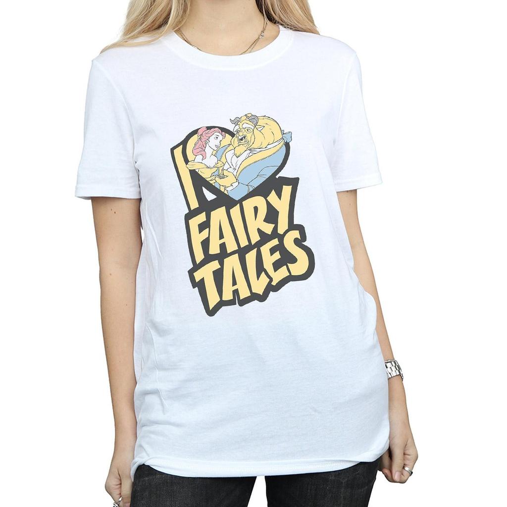 Disney Womens/Ladies Beauty And The Beast I Love Fairy Tales Cotton Boyfriend T-Shirt
