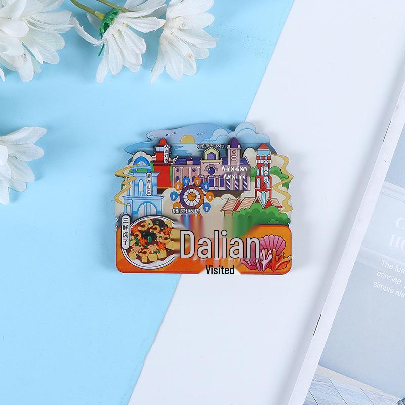 Национальный город Живописный Мультяшный Деревянный Эпоксидный Магнит на Холодильник