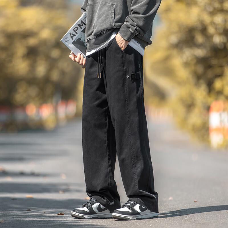 VUUG Мужские брюки карго из хлопка свободного кроя прямого покроя в стиле хай-стрит