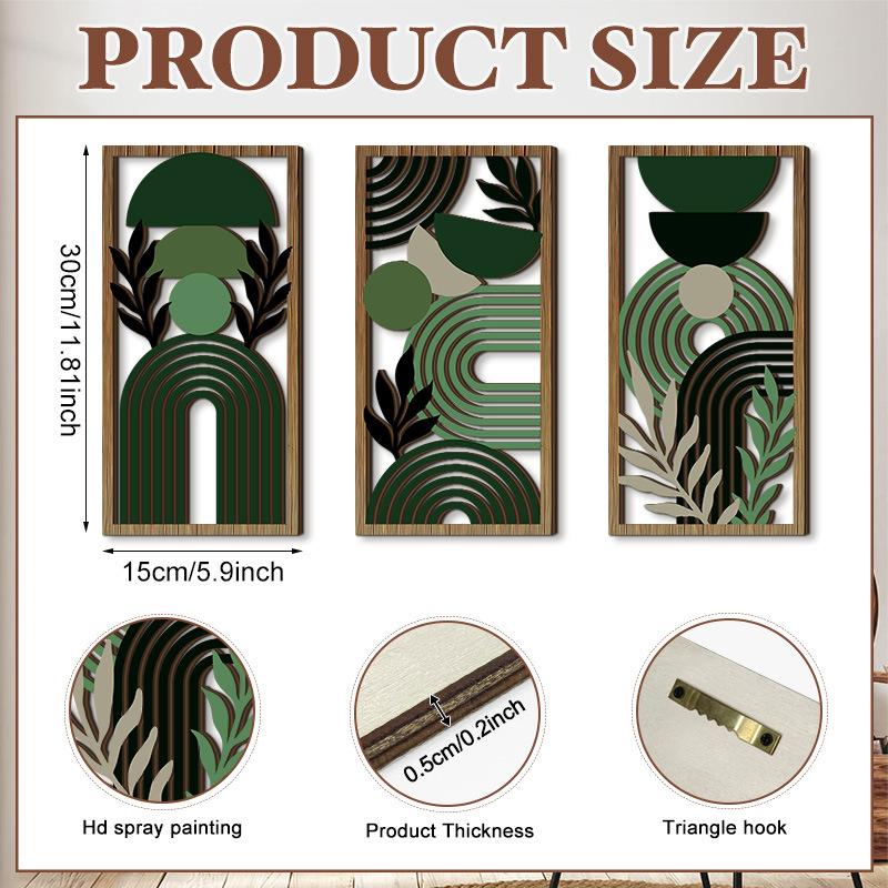 Деревянное настенное украшение из 3 частей в богемном стиле, подвеска для стены в стиле фермерского дома, геометрические подвесные декоративные деревянные изделия