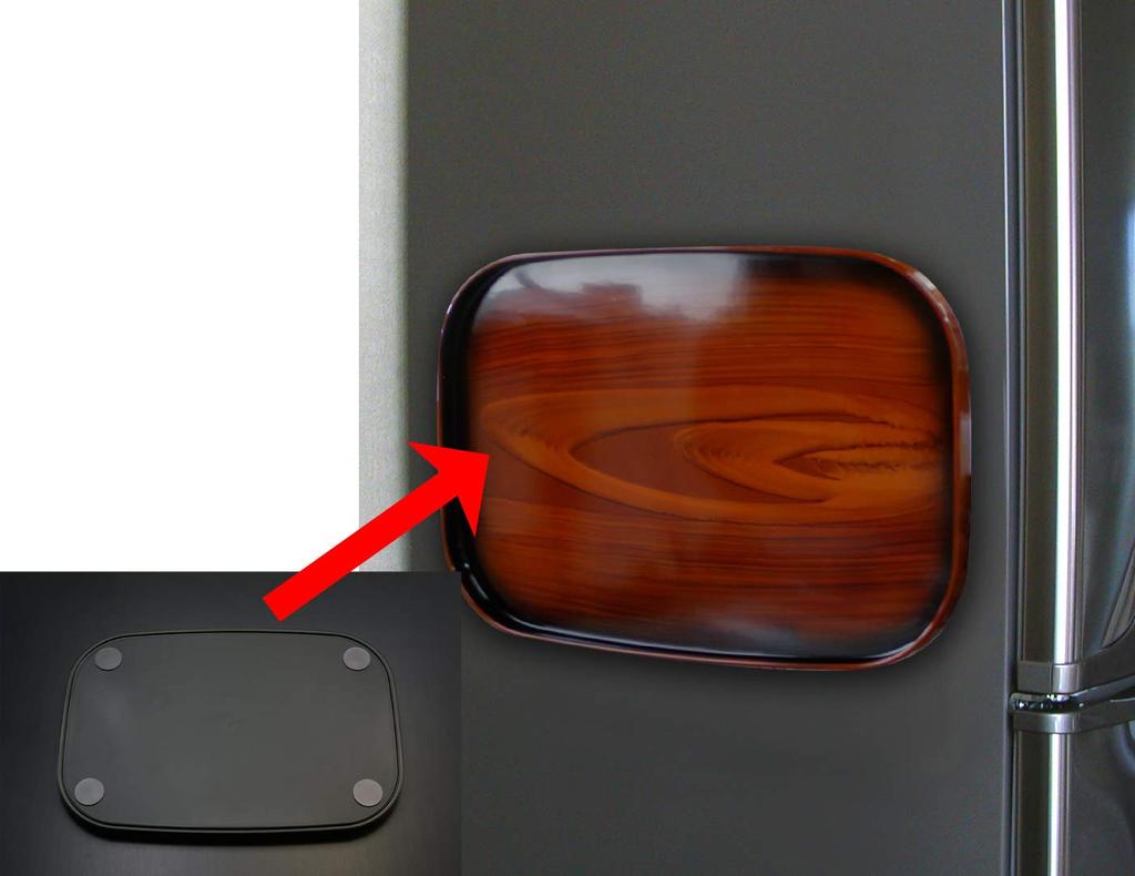 Поднос TATSU-CRAFT Pitatto с отделкой под дерево, 36 см, с нескользящей поверхностью, коричневый, под дерево тик, стильный нескользящий пластиковый поднос, доступен в большом размере