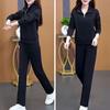 2 шт./комплект женский свитер брюки костюм на молнии воротник стойка длинные рукава спортивный свитер эластичный пояс брюки фитнес костюм осень весна спортивный костюм