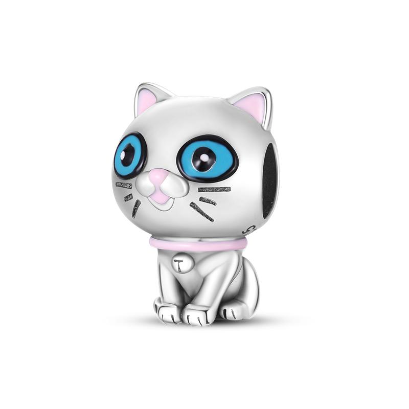 Коллекция кошек Шармы из меди 925 пробы Бусина Персидский колокольчик Андерсон Разнообразные кошки Подвеска Подходит для браслета-бэнгла Ожерелье DIY Циркон