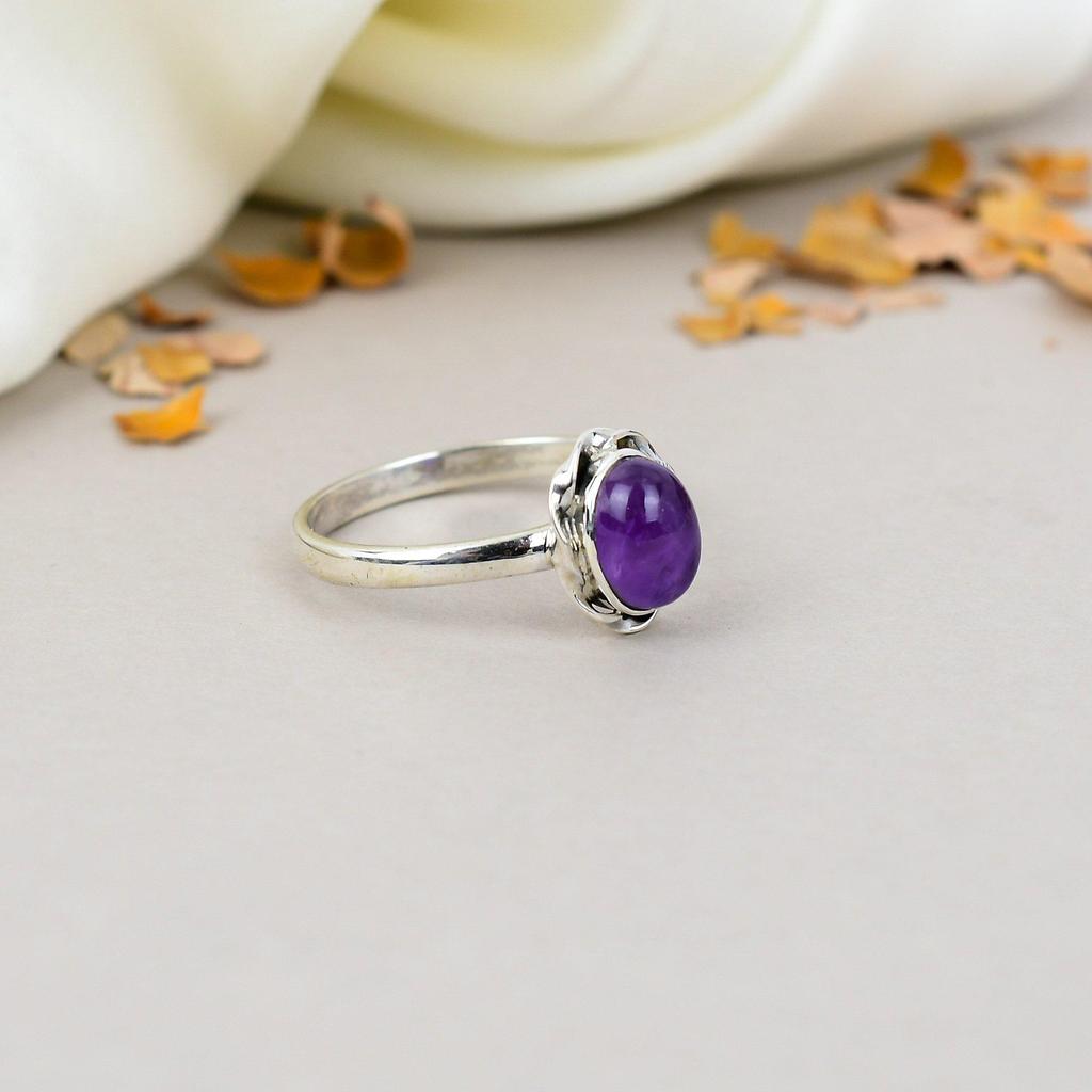 Кольцо из стерлингового серебра 925 пробы с аметистом овальной формы, фиолетовым драгоценным камнем для женщин