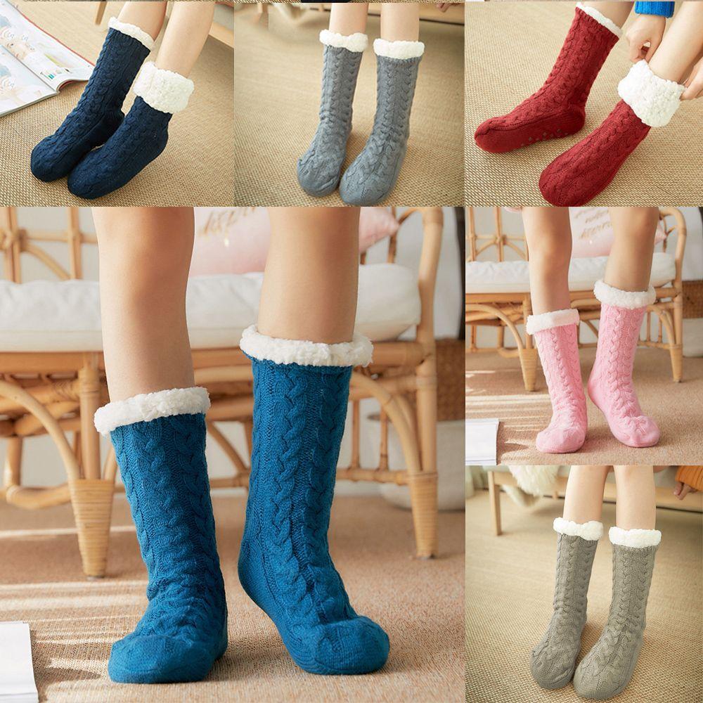 Christmas Warm Winter Fluffy Fleece Lined Thicken Bed Socks Floor Socks