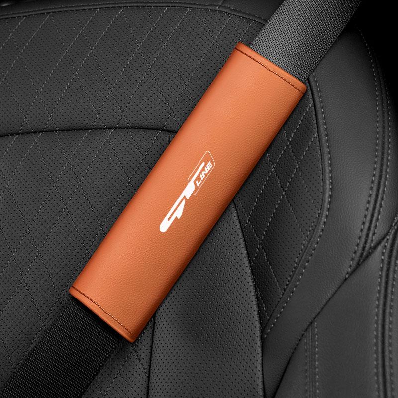 AANL1 Car Styling Seat Belt Cover Leather Seatbelt Shoulder Strap Protector Pads For KIA GT GTLINE car Accessories