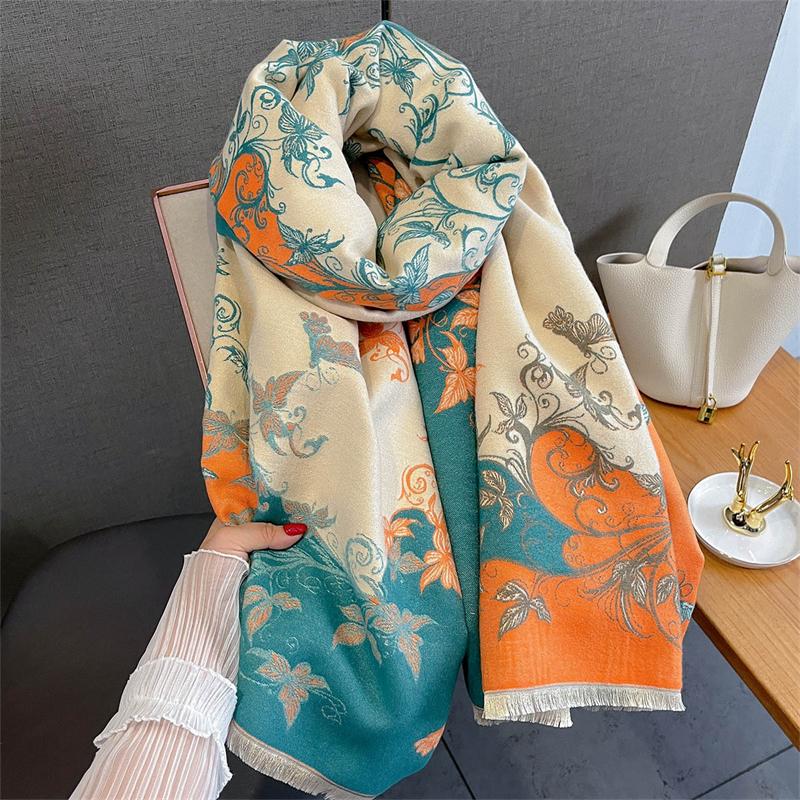 Fashion Luxury Thicken Warm Winter Women Scarf Imitation Cashmere Shawl Pashmina Scarves Female Wrap Blanket Ladies Poncho