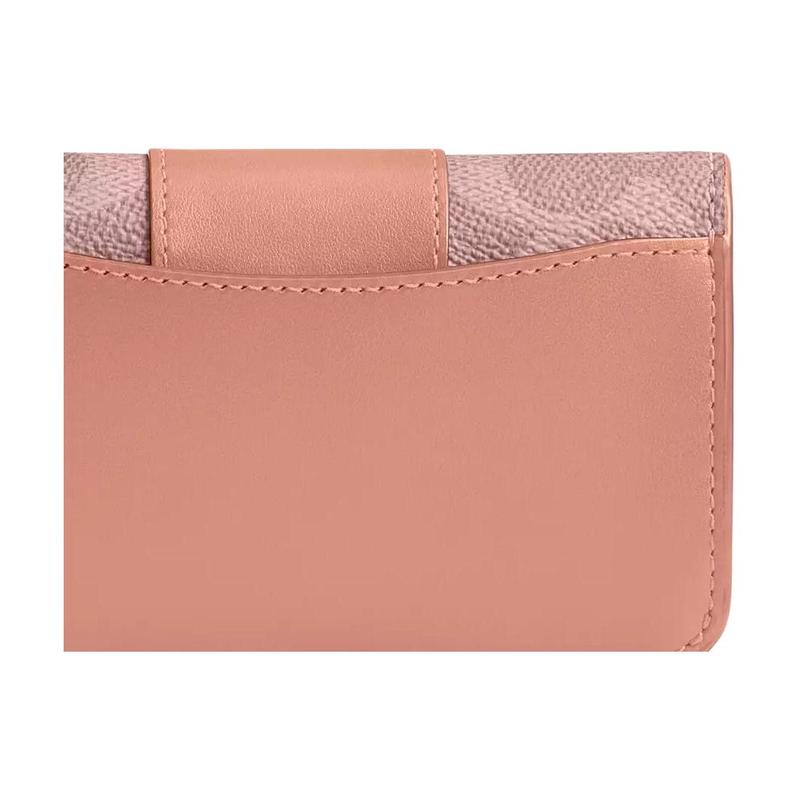 Coach Женский кошелек для карт из канваса с покрытием и телячьей кожи, Essential Logo, цвет дыня, розовый, дыня, розовый