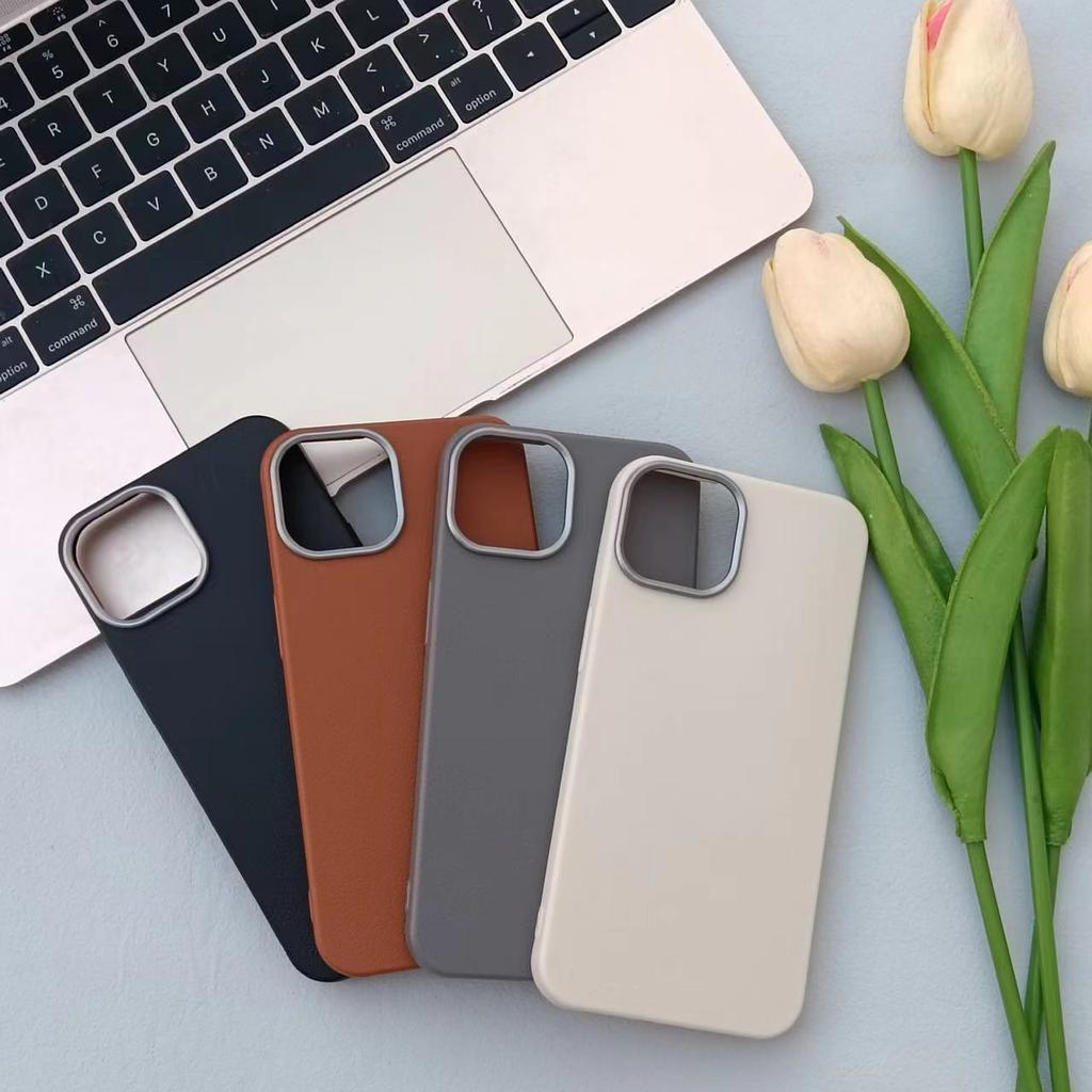 Простой кожаный мягкий чехол для iPhone, высококачественный кожаный чехол, подходящий для Apple 16, чехол для мобильного телефона 15, защитный чехол 14promax