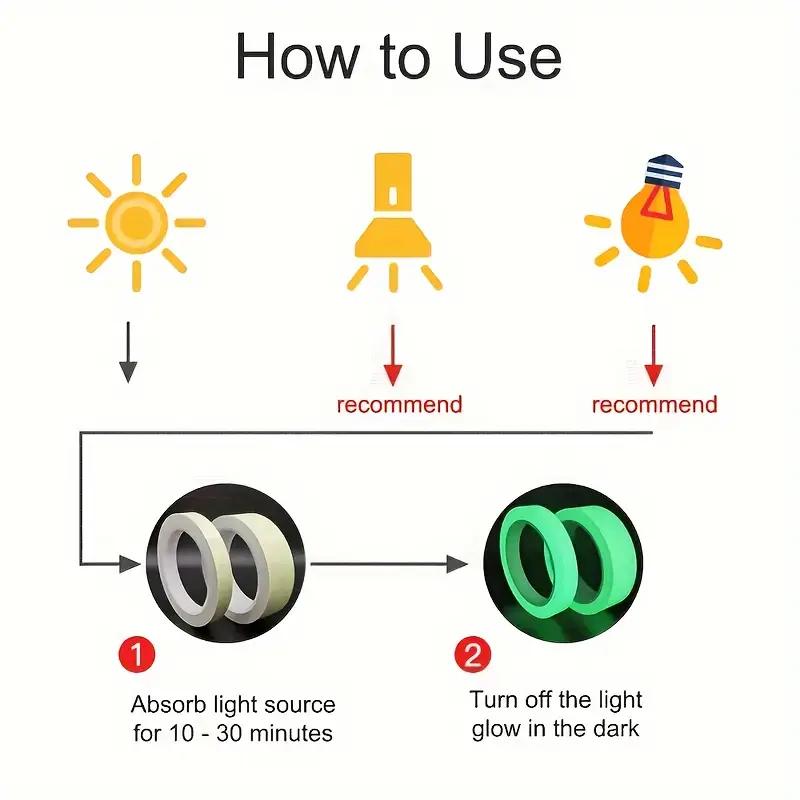 Многофункциональные украшения Светящаяся лента Долговечная флуоресцентная лента для занятий спортом на открытом воздухе, ночных украшений, домашней маркировки