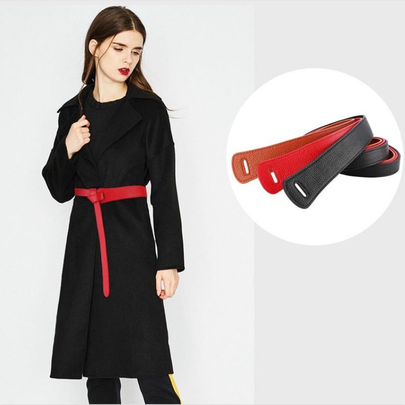 Роскошный женский ремень для женщин с красным бантом, тонкий пояс из искусственной кожи для джинсов, ремни с петлями, ремни с бантом, коричневые аксессуары для пальто