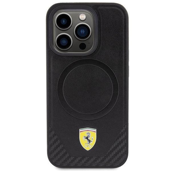 Ferrari Fehmp15Lptek Iphone 15 Pro 6.1 Czarny/Black Hardcase Carbon Metal Logo Magsafe