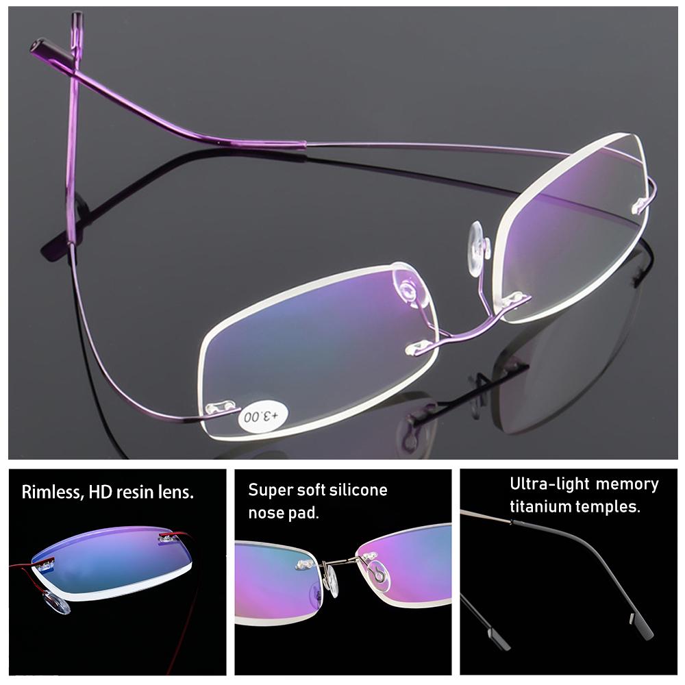 1pc Rimless Reading Glasses Men Women Memory Titanium Presbyopic Eyeglasses High -Definition Eyewear Vision Care +1 .0 ~+4 .0