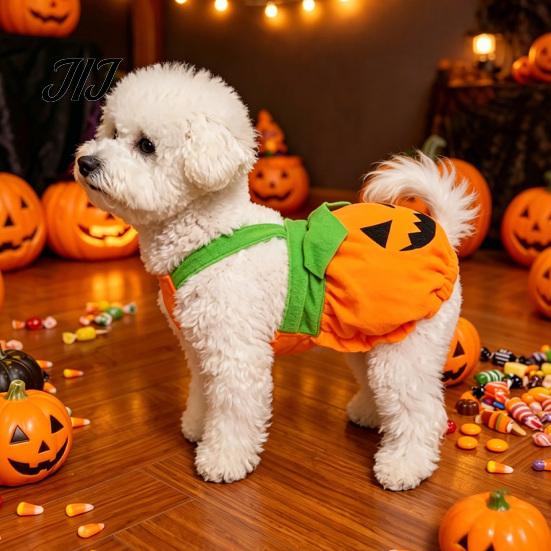 Pets Holiday Outfit Funny Pumpkin Halloween Dog Costume, Soft Polyester Pet Clothes with Comfortable Strap, Decorative Puppy for Parties And