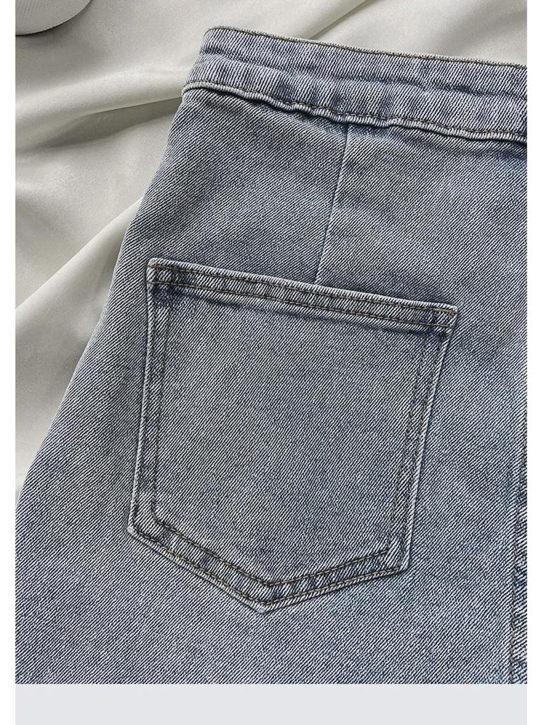 Женские джинсовые шорты с высокой талией - лето 2022 г., облегающий крой, А-силуэт, эластичные, стиль интернет-знаменитости