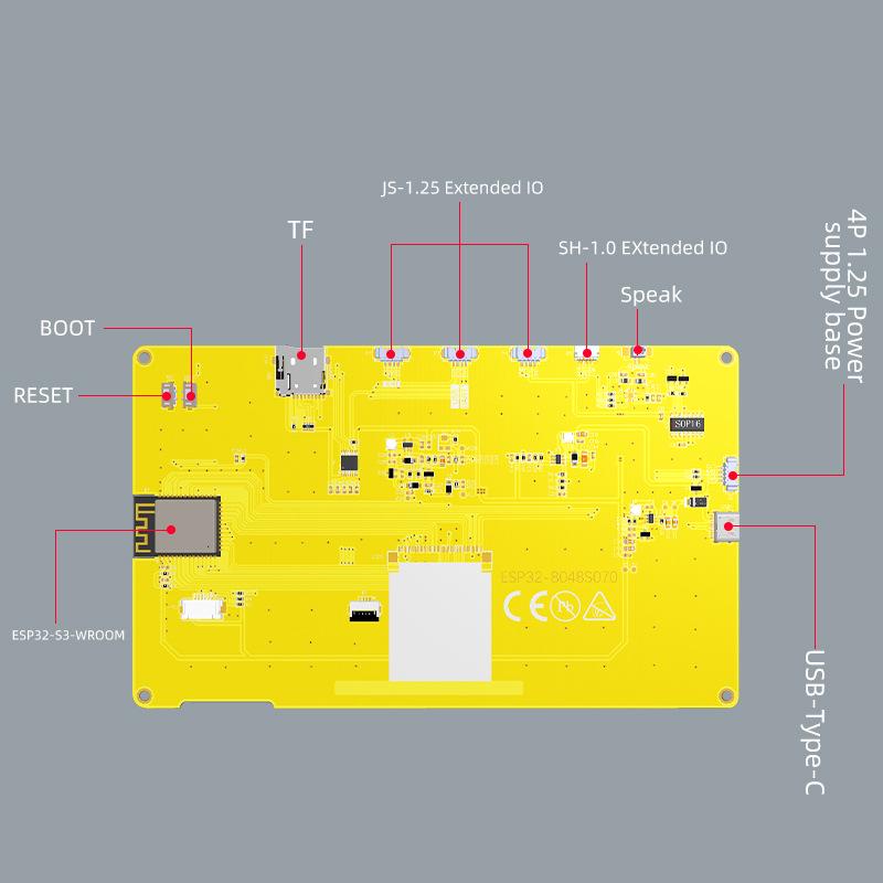 Отладочная плата ESP32-S3 с 7-дюймовым сенсорным экраном, WiFi и Bluetooth, LCD модуль