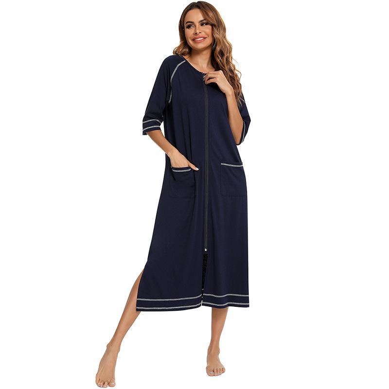 2024 Spring/Summer Comfortable Maternity Nightgown: Casual Loose Fit, Three-Quarter Sleeves, Large Size Pajamas