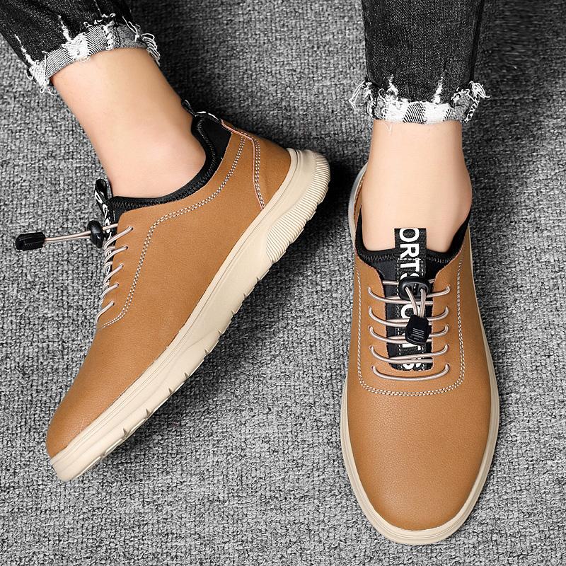Fashion Male Comfortable Outdoor Hiking Shoe 2024 Elastic Band Mens Sneakers All-match Men Casual Shoes Genuine Leather Driving Shoes