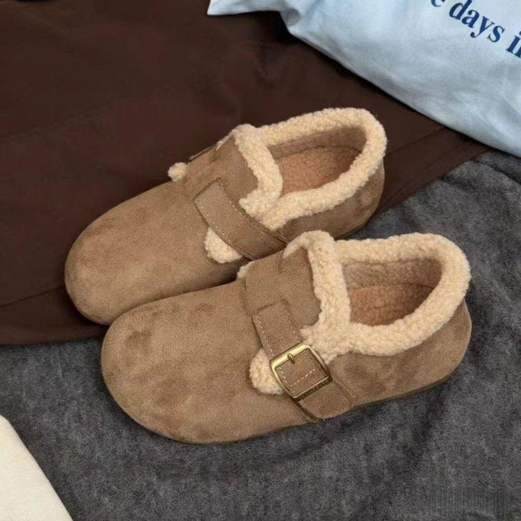 Винтажные хлопковые туфли Birkenair с бархатом, теплые осенью и зимой, пушистые туфли, туфли-лодочки с матовой пряжкой, удобные снегоступы