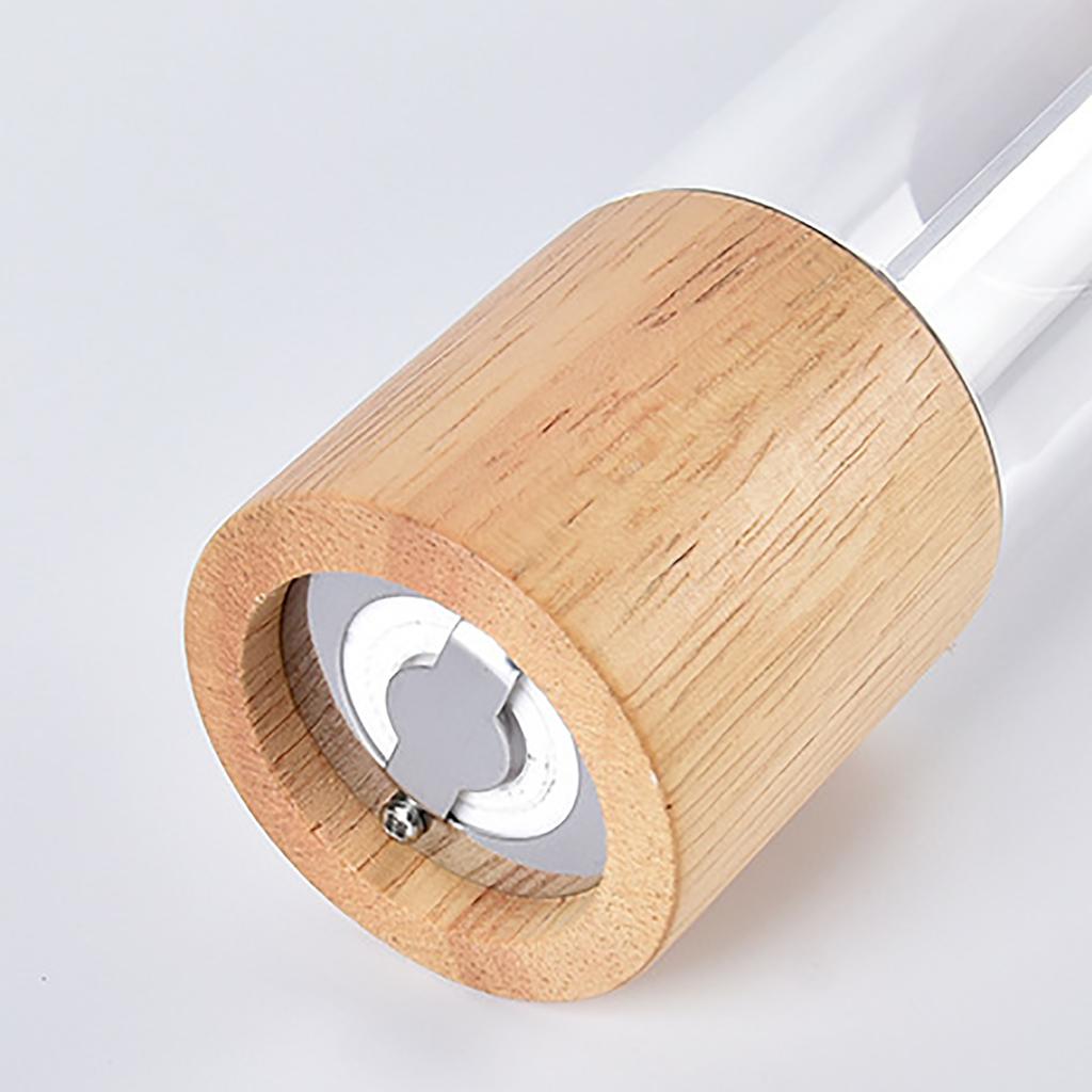 Manual Pepper Grinder Multifunctional Efficient Grinding Oak Patchwork Acrylic Pepper Mills Shakers L