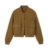European and American autumn and winter new women's clothing crew neck fashion American bomber jacket casual versatile woolen jacket