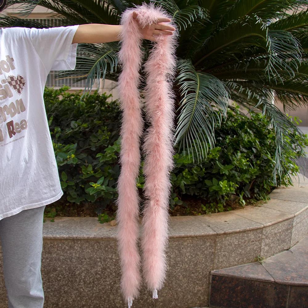 2M 50Grams Marabou Turkey Feathers Boa Trim for Crafts Needlework Shawl Party Scarf Carnival Costume Wedding Plumes Decoration