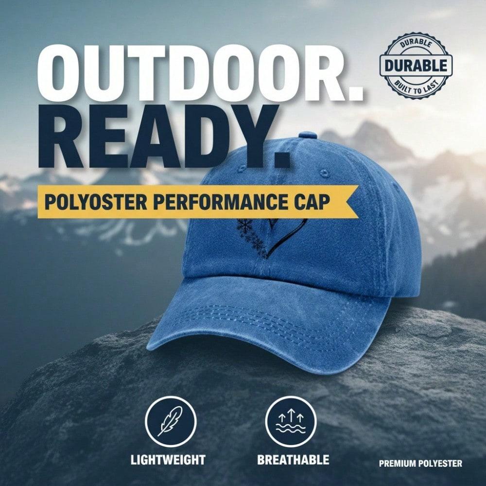 Casual Baseball Cap - Heart & Snowflakes Print Coral Adjustable Breathable Unisex Fashion Cap For Summer Outings, Travel & Daily Wear