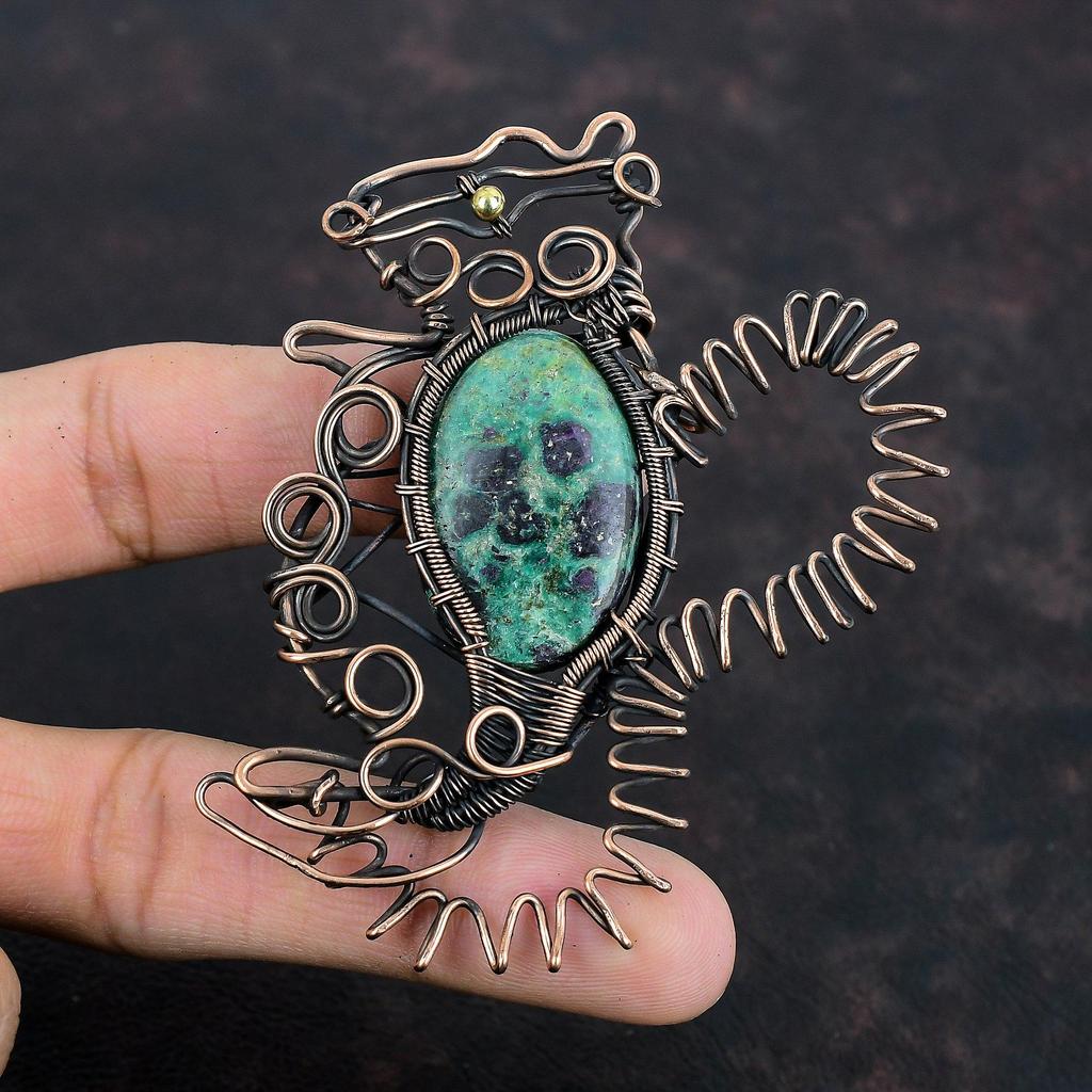 Ruby Fuchsite Pendant Copper Wire Wrapped Pendant Handmade Pendant Rabbit Jewelry Gemstone Pendant Copper Wire Wrap Jewelry Gifts For Women