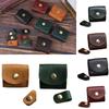 Mini Leather Data Cable Storage Box Solid Color Leather Wallet Vintage Mini Coin Purse Travel