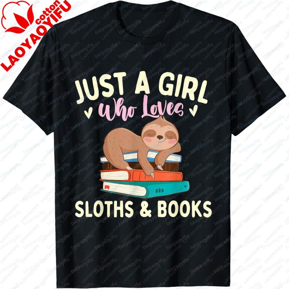 Summer Unisex Fashion Short Sleeve TShirt Sloth and Book Lover Reading Design Stylish Unisex TShirt for Casual Everyday Outfits Tees