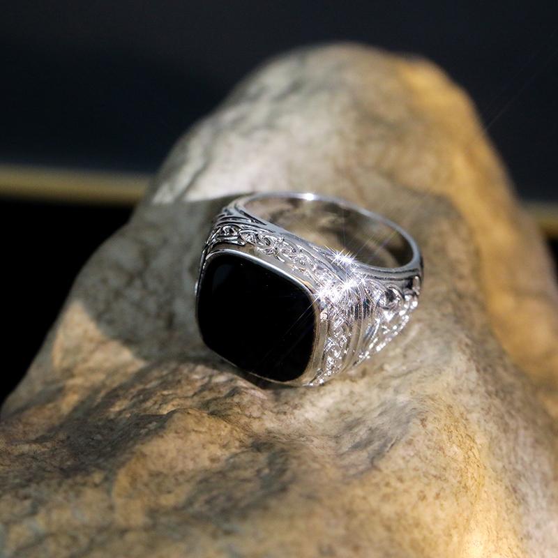 Новое винтажное кольцо в европейском и американском стиле с резной квадратной модой, креативное мужское кольцо из сплава, наконечник