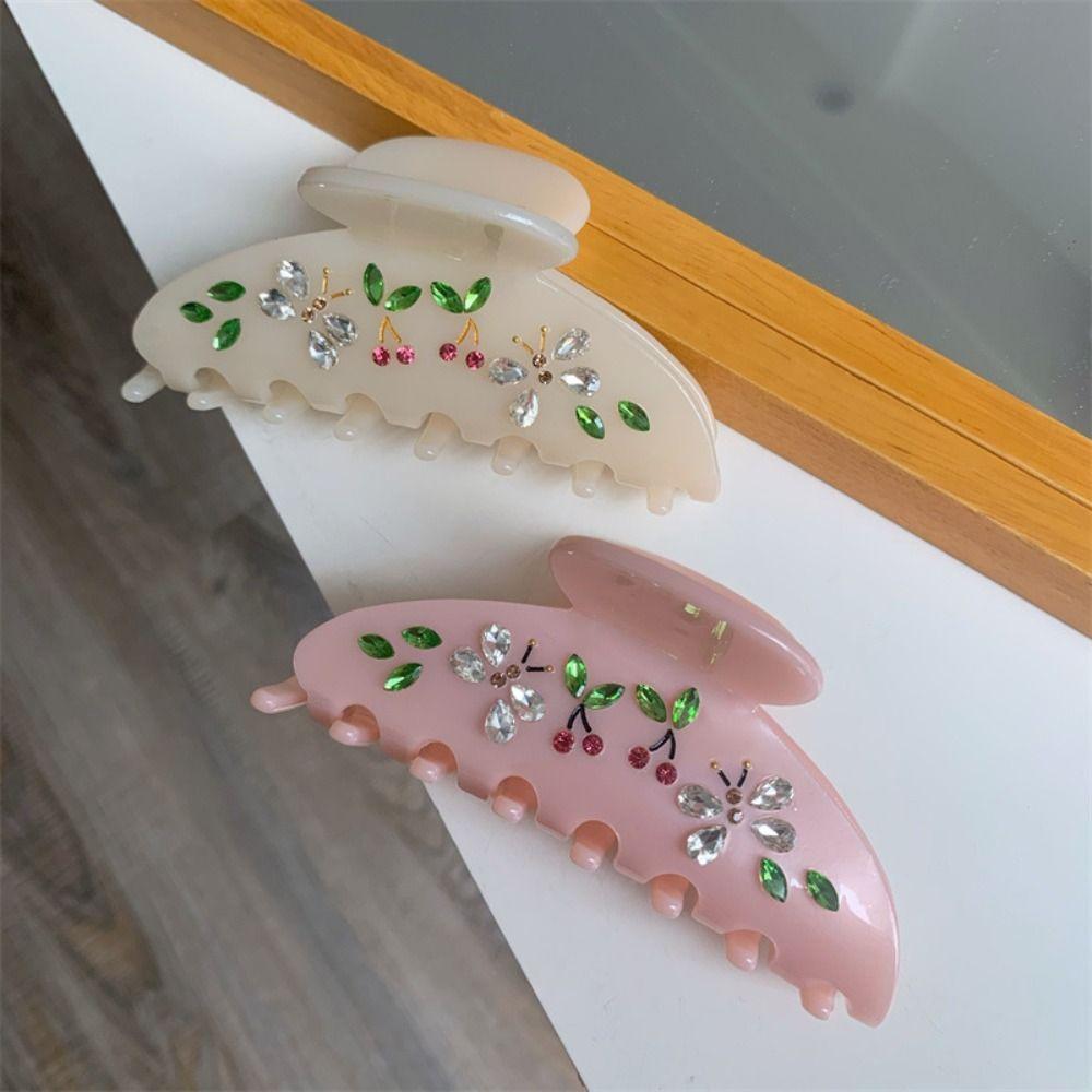 Rhinestone Transparent Acetate Hair Claw Hair Clip Flower Hair Claw Acetic Acid Shark Clip  Girls