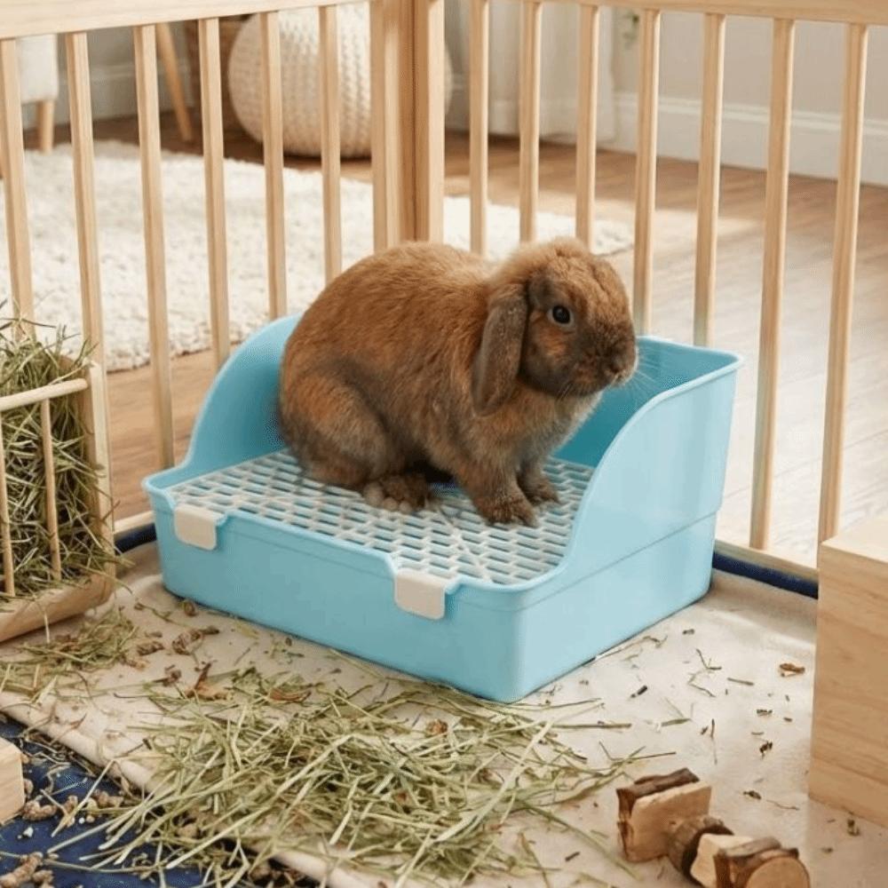 Прямоугольный лоток для кроликов с защитой от рассыпания Туалетный ящик для домашних животных Туалет для дрессировки кроликов Ванная комната для животных