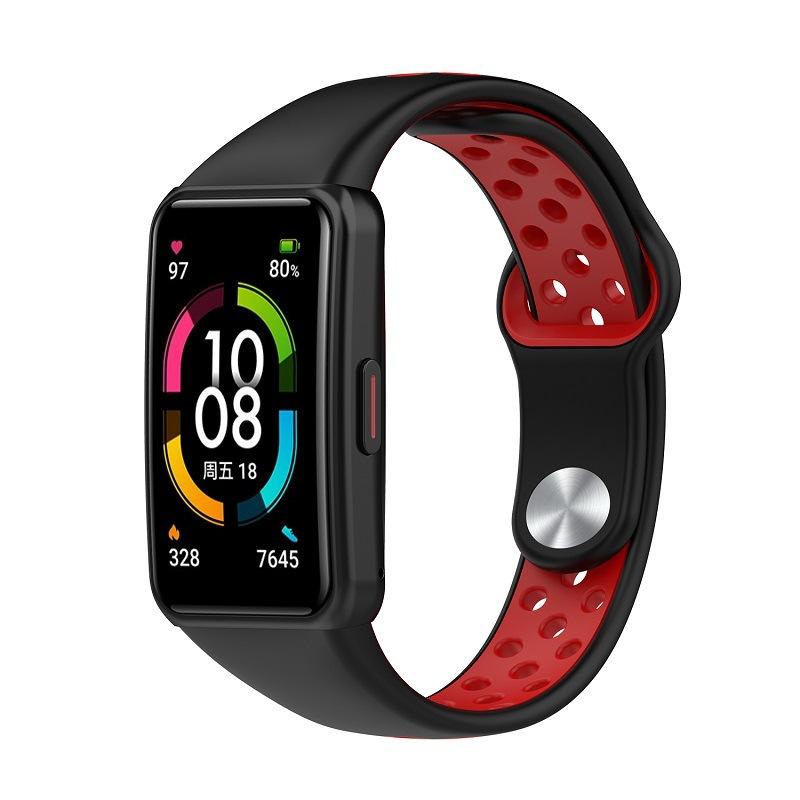 Мягкий силиконовый спортивный ремешок для Huawei Band 6, двухцветный смарт-браслет, сменный ремешок из ТПУ для Honor Band 6