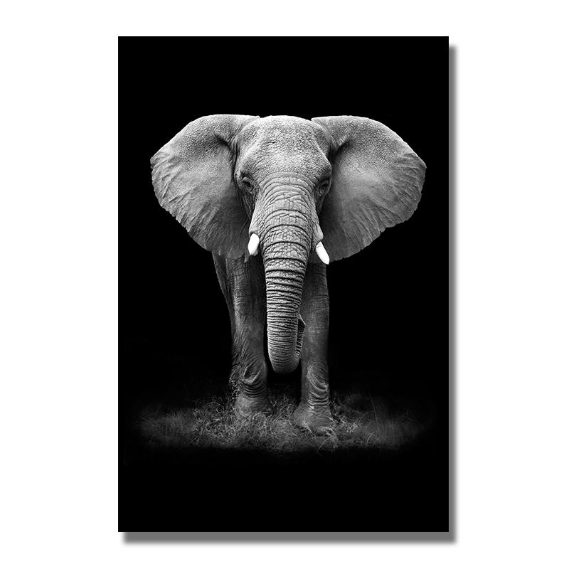 Black and White Animals Cavans Painting Nordic Elephant Posters and Prints Wall Art Picture for Living Room Home Decor Cuadros