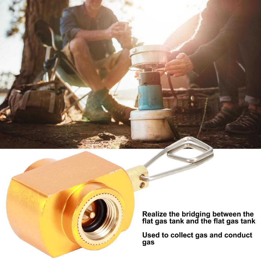 Brass Alloy Canister Adapter Gold Gas Conversion Connector Gas Refill Adapter Backpacking Trips